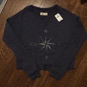 NWT crop navy blue Hollister sweatshirt